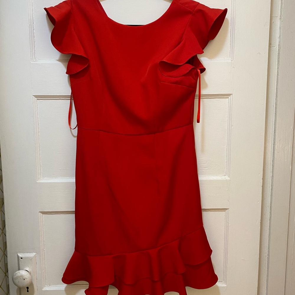 Elegant Red Ruffle Dress